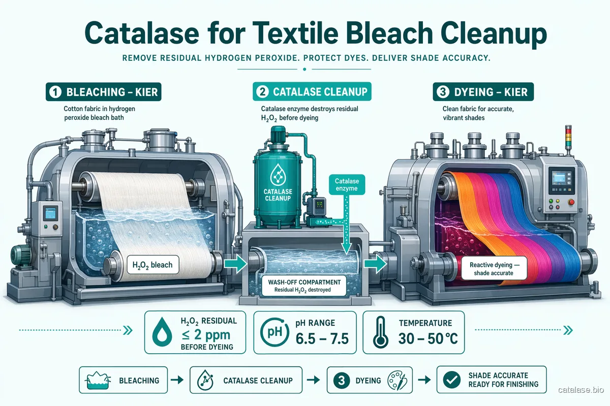 Catalase for Textile Bleach Cleanup — Hydrogen Peroxide Removal Before Reactive Dyeing
